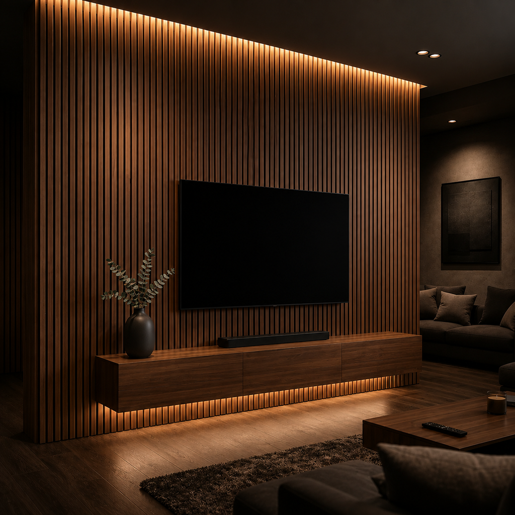 Walnut Slat Panel 270 × 110 cm