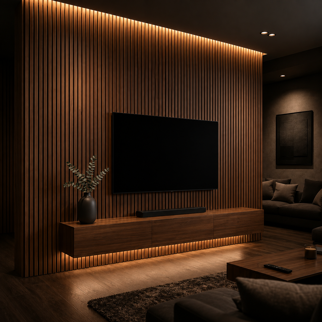 Walnut Slat Panel 270 × 110 cm