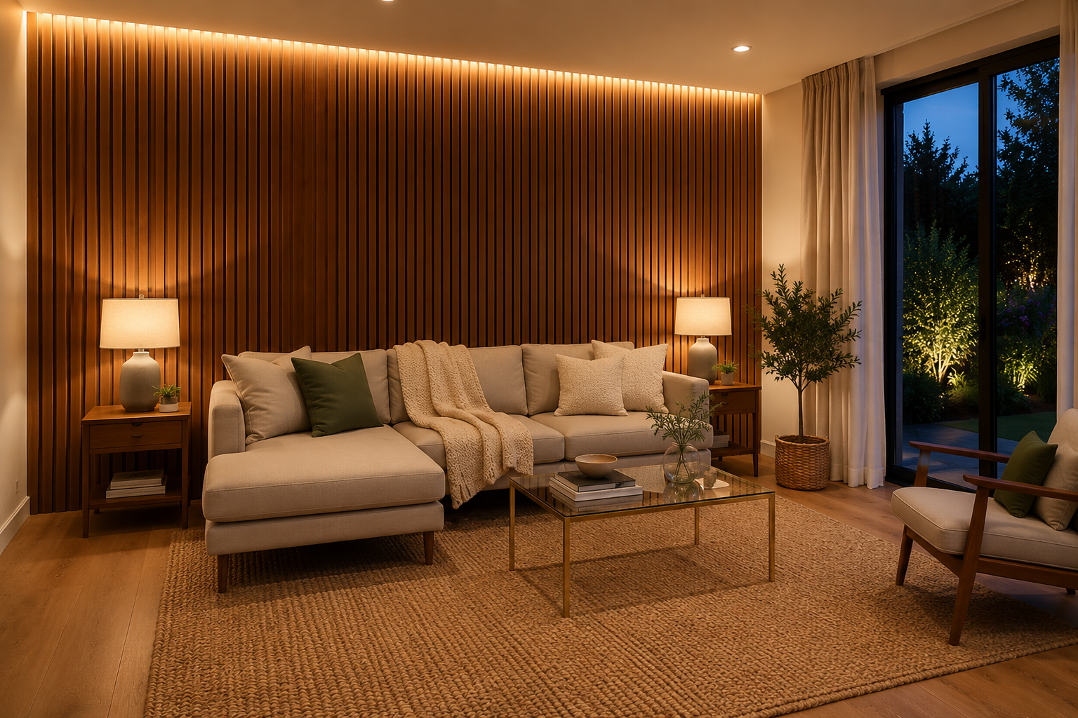 Walnut Slat Panel 270 × 110 cm